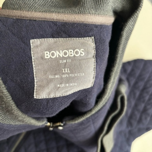 Bonobos Men’s Quilted Bomber Jacket Men’s Size XXL Slim Fit Navy Full Zip - Picture 5 of 9